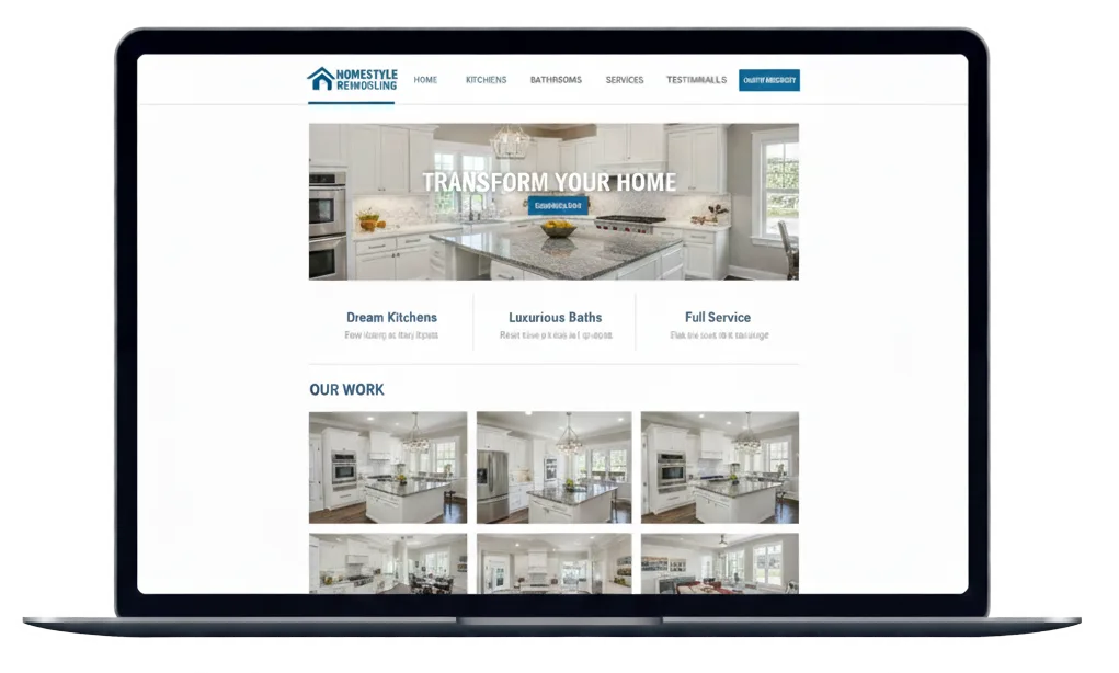 Contractor website layout optimized for lead conversion